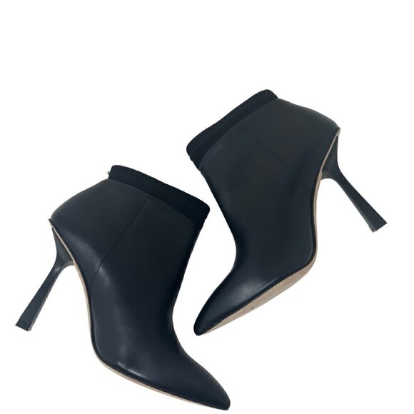 New Stuart Weitzman Max Black Leather Pointed Toe Sculptural Heel Bootie 5.5 - Picture 6 of 10